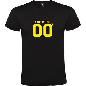 Zwart T shirt met print van "" Made in the Zero's / dubbel 00 "" print Neon Geel size XS