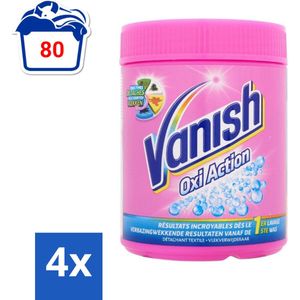 Vanish Oxi Action - Vlekkenverwijderaar Poeder - Zonder Bleek - Gekleurde Was - 500 Gram - Voordeelverpakking - 4 stuks