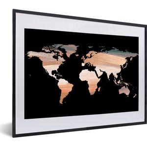 Fotolijst incl. Poster - Wereldkaart - Verf - Koper - 60x40 cm - Posterlijst