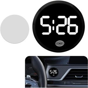 Crrynuo Lichtgevende mini auto klok - Autoklokje - Zwart - Auto klok - Auto accessoires - Mini klok - Klok voor in de auto