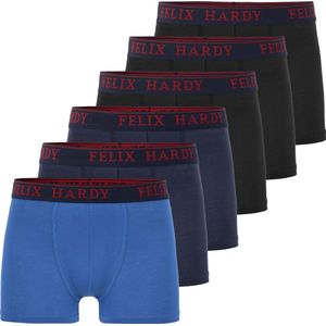 Felix Hardy Boxer - Boxershort Multipack 6 Pack - Onderbroek Mannen - Ondergoed - 95% Katoen Heren Zwart-Navy-Sax - S