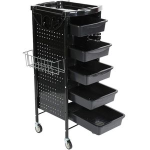 Allecto plus - Rollende trolley voor massage en kapsalon - Duurzaam en stil - 6 planken - 5 afneembare laden.