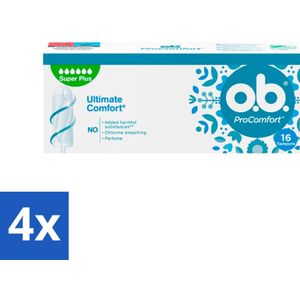 o.b. Tampons - ProComfort Super Plus - Voor Extra Bescherming & Comfort - 16 Tampons - Voordeelverpakking - 4 stuks