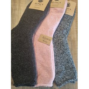 3 Paar - Alpaca Wollen Sokken - Maat 35 - 38 - Wintersokken - Vrijetijdsokken - Wandelsokken - Huissokken