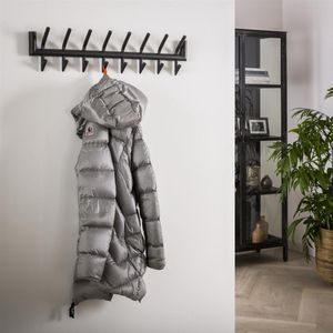 Dubbele garderoberek met 16 hakens-sdonkergrijs mats-s78x10x18,5 cms-sronde buis ontwerps-shal / entrees-smodern design