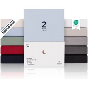 Blumtal Hoeslaken Premium Jersey - 200 x 200 cm - tot 15 cm Topperhoogte - Lichtblauw - 100% Katoen - Topper - Set van 2