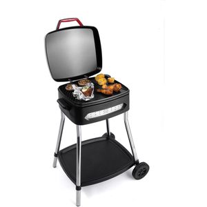 Fritel BBQ 3278 - Elektrische barbecue en tafelgrill - grilloppervlak 40x36cm + onderstel + deksel + wielen - zwart