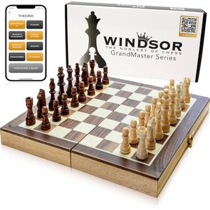 Windsor CheckMate Series Schaakbord - met Schaakstukken - 40 cm - Schaakset - Magnetisch - Hout
