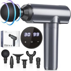 Massagepistool met 30 snelheidsinstellingen en 6 massagekoppen voor spierpijnverlichting