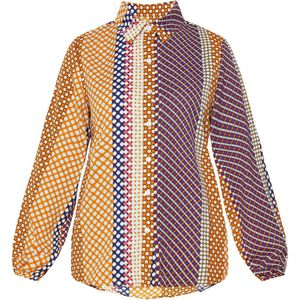 usha - Blouse - Polka Dot en Kleurblok - Regular Fit - Lange Mouwen