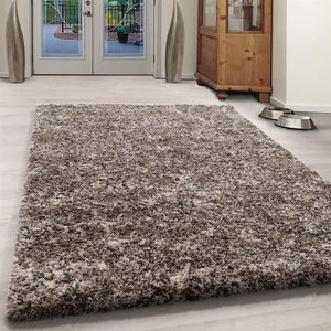 Flycarpets Lorium Vloerkleed - 120x170 cm - Beige/Mocca/Cream - Hoogpolig