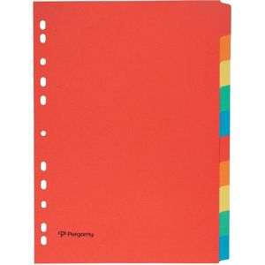 Pergamy tabbladen ft A4, 11-gaatsperforatie, karton, geassorteerde kleuren, 10 tabs