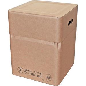 Opbergdoos/opbergbox van extreem sterk karton 37x37 cm hoog 60 cm 75 liter met deksel en handvaten