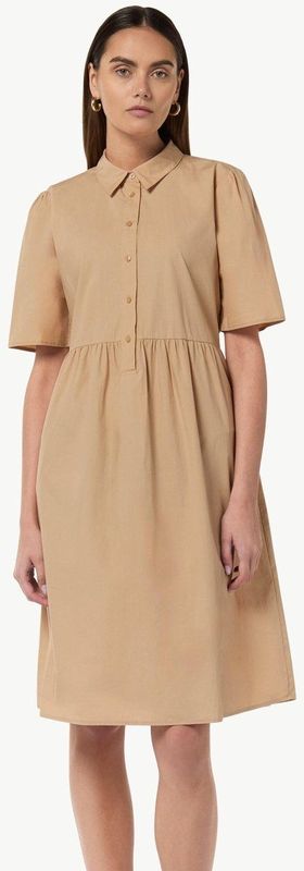 comma - Katoenen Jurk - Lange Jurk - Met Overhemdkraag