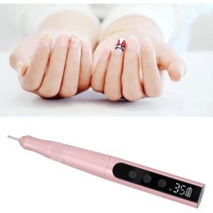 Portable Electric Nail Drill Nail Sharpener - 35000rpm Rechargeable Manicure Pedicure Pen Efile Set - Pink