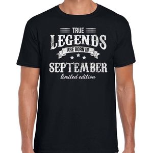 Legends are born in September t-shirt voor heren - zwart - verjaardag in September - cadeau shirt 30, 40, 50, 60 jaar L