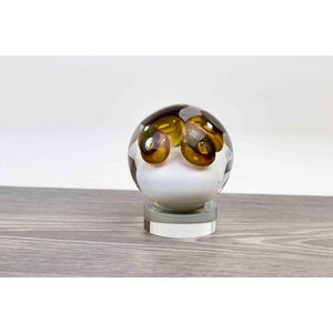 Mini Urn Kristallen Bol op sokkel Ozzaro bruin wit H10 cm