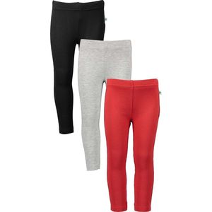 Blue Seven - 3pack - Leggings - Biologische Katoen - dikkere kwaliteit - Zwart - Grijs - Rood - Maat 122