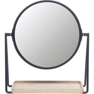 Make-Up Spiegel Rond met Bamboo Plateau - 3 x vergrotend