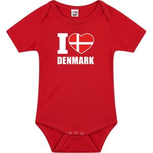 I love Denmark baby rompertje rood jongens en meisjes - Kraamcadeau - Babykleding - Denemarken landen romper 92