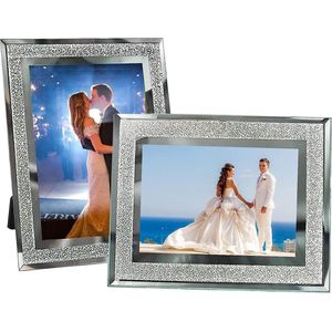Foto 13 x 18 cm van glas, moderne zilveren foto, voor babyfoto's, familiefoto's en bruiloftsfoto's, Cadeau