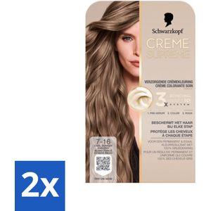 2 x Schwarzkopf - Haarkleuring - Creme Supreme 7-16 - Cool Donker Asblond - 245g - Asblond Haar - Permanente Haarkleur - Grijsdekking - Koele Blondtint - Haarkleur Verzorging