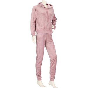 Huispak Dames Effen Oud Roze Fleece - Loungewear - Maat L/XL