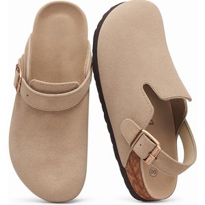 Clogs unisex - Suede clogs - Instappers - Slippers - Clogs - Apricot - 42