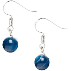 Bixorp Gems Blauwe Botswana Agaat Oorbellen - Edelsteen Kralen Oorhangers - Cadeau voor Meisjes & Vrouwen