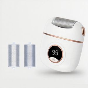 Elektrische Eeltverwijderaar - Elektrische voetvijl - Voetschuurmachine en eeltverwijderaar - 2 snelheden - met LED-verlichting - één grove en één fijne slijpkop - Voetherstellende exfoliatie - Verwijdert eelt en harde huid - Wit