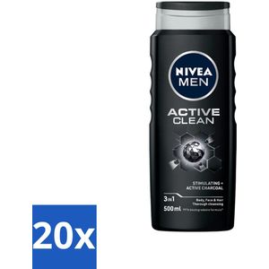 NIVEA MEN - Douchegel - Active Clean - 500 ml - Bulkverpakking - 20 stuks