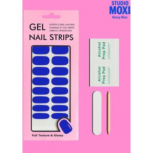 Studio Moxi® - Bossy Blue – Zelfklevende Gel Nagels - 22 wraps + Nagelvijl - Nepnagels - Manicure – Strips