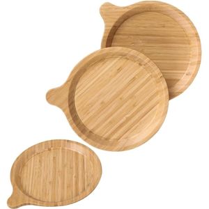 Bamboe bordenset Rond bord Bamboe Herbruikbare borden Houten borden Natuur Serviesgoed Bamboe Tafelgerei Bamboe Dienblad Diner Plaat Snackbord Fruitborden 8 Inch 3 Stuks