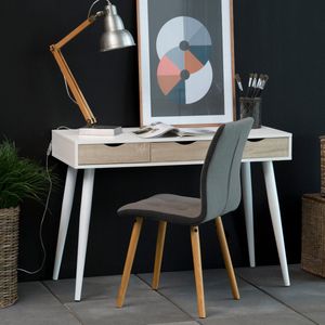 Bureau / sidetable Camelia - 110 x 50cm met 3 laden - wit / hout