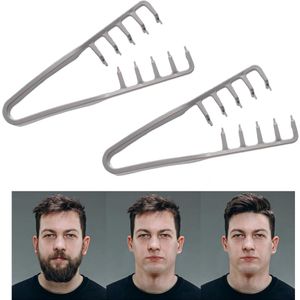 2 stuks - Haarstylingkam, grove textuurkam, geschikt voor naar achteren gekamde kapsels, kam voor pluizig haar 19x9cm (grijs)