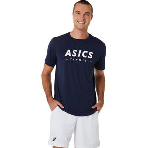 Asics T-Shirt Court Tennis Graphic Heren Donkerblauw