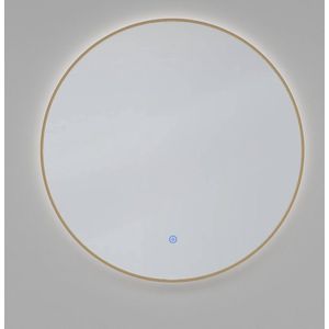 Saqu Cerchio Ronde Spiegel - met LED Verlichting - Ø80 cm - Voorgemonteerd - Messing - Badkamerspiegel - Wandspiegel