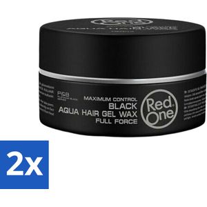 2 x Red One Aqua Hair Gel Wax Black 150 ml - Haarwax - Stylingproduct - Haargel - Sterke Fixatie - Glans