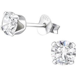 Aramat jewels ® - Bling oorbellen zirkonia transparant 925 zilver 5mm