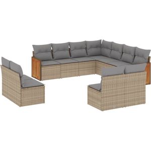 vidaXL Tuinset 11-delig - Poly Rattan - Beige Loungeset - Tuinset - Lounge Set - PE-rattan - Buitendecoratie