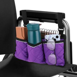Rolstoeltas met 3 vakken en bekerhouder voor rolstoelen - Paars .