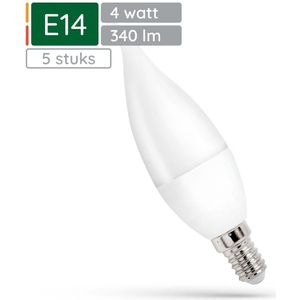 Spectrum LED Kaarslamp E14 4W - 230V - 340 Lumen - 4000K Neutraal Wit - Natuurlijk Licht - Energiezuinig - 5 stuks