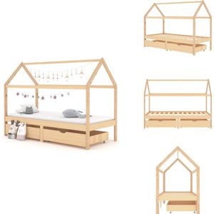 vidaXL Kinderbedframe - Kinderbedframes - Bed - Bedden - Kinderbedframe met lades massief grenenhout 90x200 cm