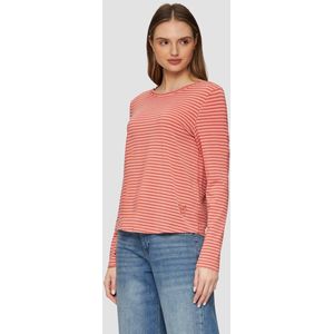 s.Oliver - Pueblo - Shirt - Zalm Roze - Lyocell, Ronde Hals, Gestreept, Lange Mouw