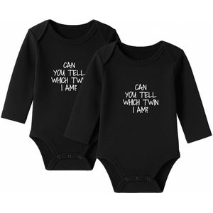 Romper Can you tell which twin i am? - zwart - lange mouw