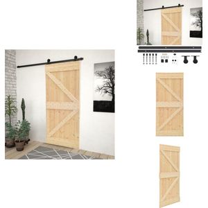 vidaXL Houten Deur - Houten Deuren - Schuifdeur - Schuifdeuren - Schuifdeur met beslag 80x210 cm massief grenenhout