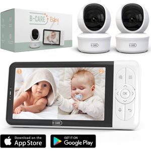 B-Care Moon Wifi Connected - Babyfoon Met 2 Camera's - Babyfoon Met Wifi En App - Babyfoon Met Camera - 5.0 Inch HD Baby Monitor