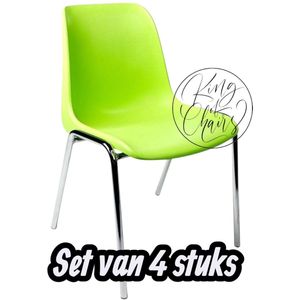 Kantinestoel Helene Limegroen -set van 4- verchroomd onderstel kantinestoel stapelstoel kuipstoel vergaderstoel tuinstoel kantine stoel stapel stoel tuin stoel kantinestoelen stapelstoelen kuipstoelen arenastoel schoolstoel bezoekersstoel Everardo