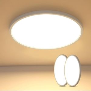 Goeco Plafondlamp - 40cm - Medium - 36W - LED - 2 Pack - IP44 - Ronde - 3240LM - 3000K - Warm Licht