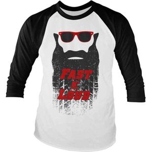 Fast N' Loud Raglan top -S- Kaufman Beard Wit/Zwart